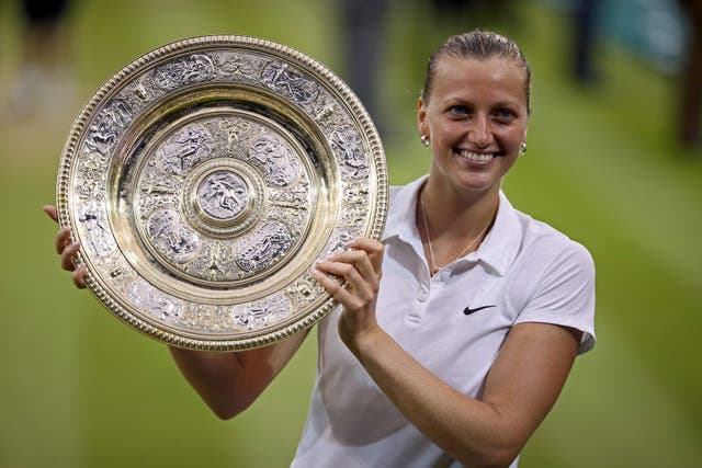 Petra Kvitova with the Venus Rosewater Dish in 2014 (John Walton/PA)