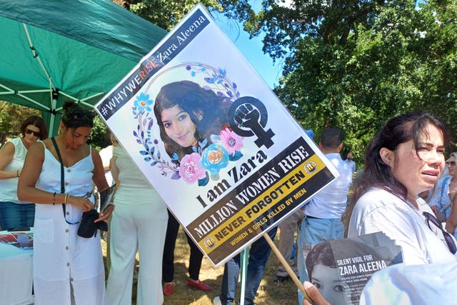 People at a vigil in London to mark three years since the death of Zara Aleena (Helen William/PA)