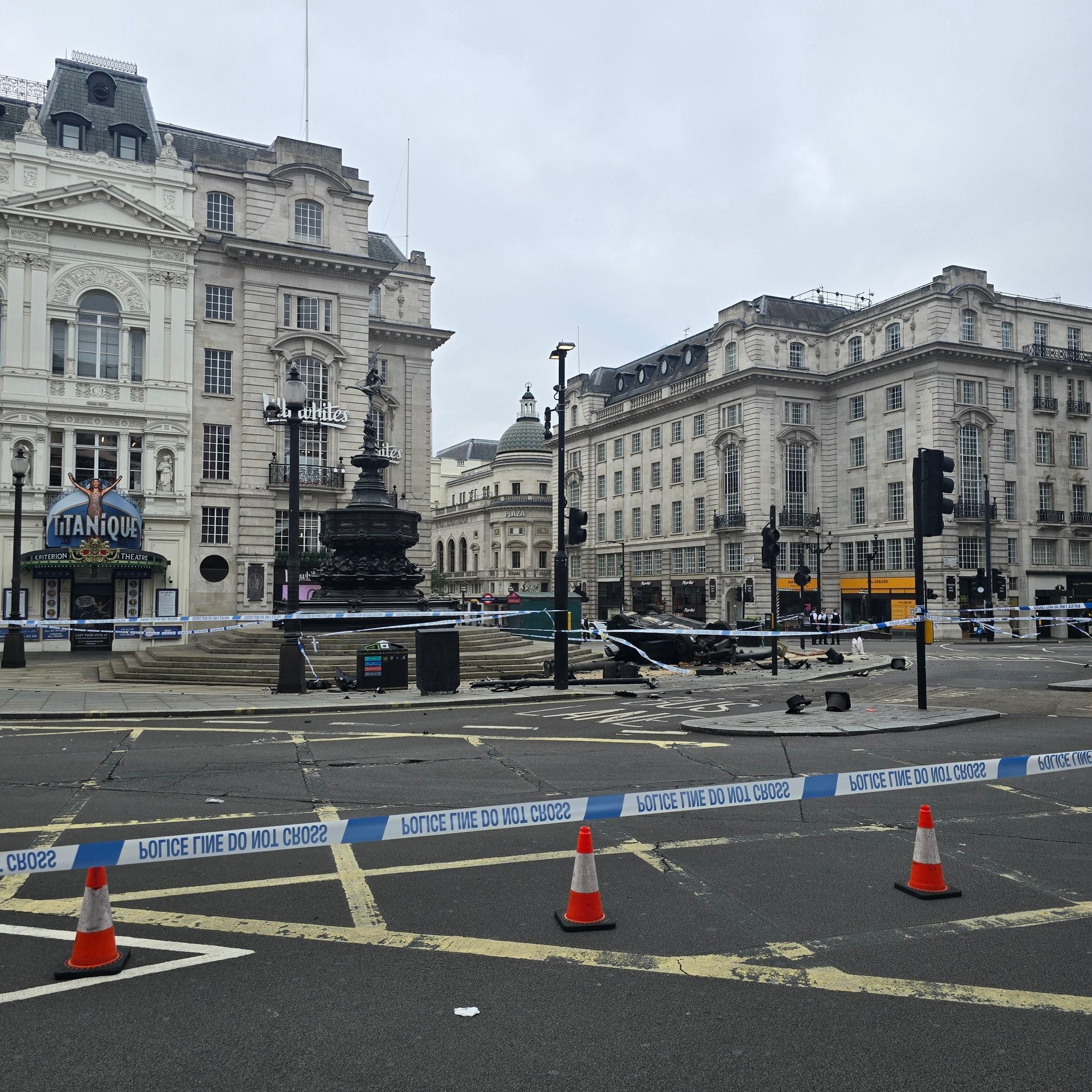 Roads to Piccadilly Circus were closed