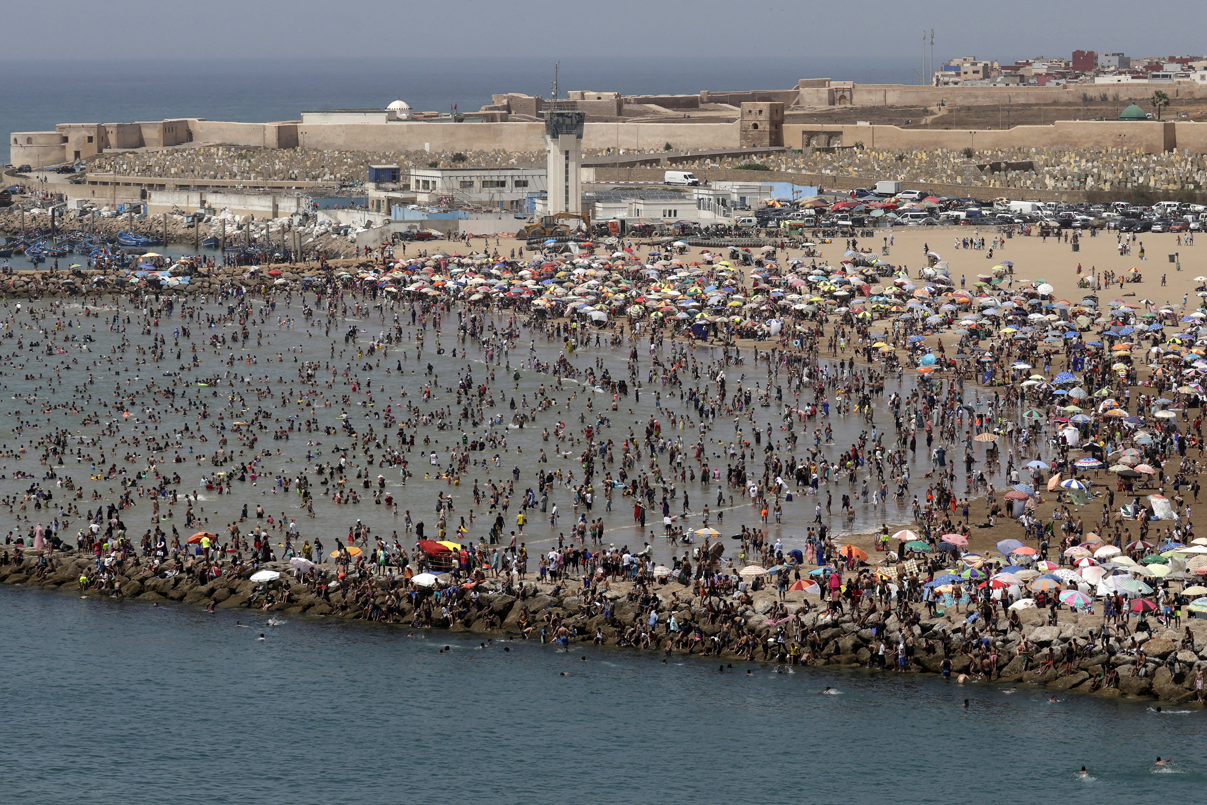 People cool off from the heat in Rabat, Morocco. (AFP/Getty)