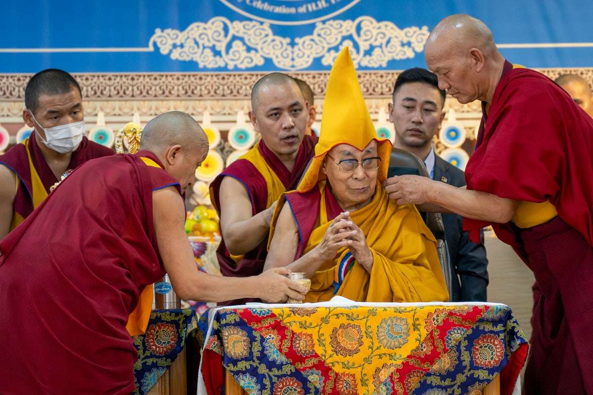 Photos show a celebration for the Dalai Lama's 90th birthday