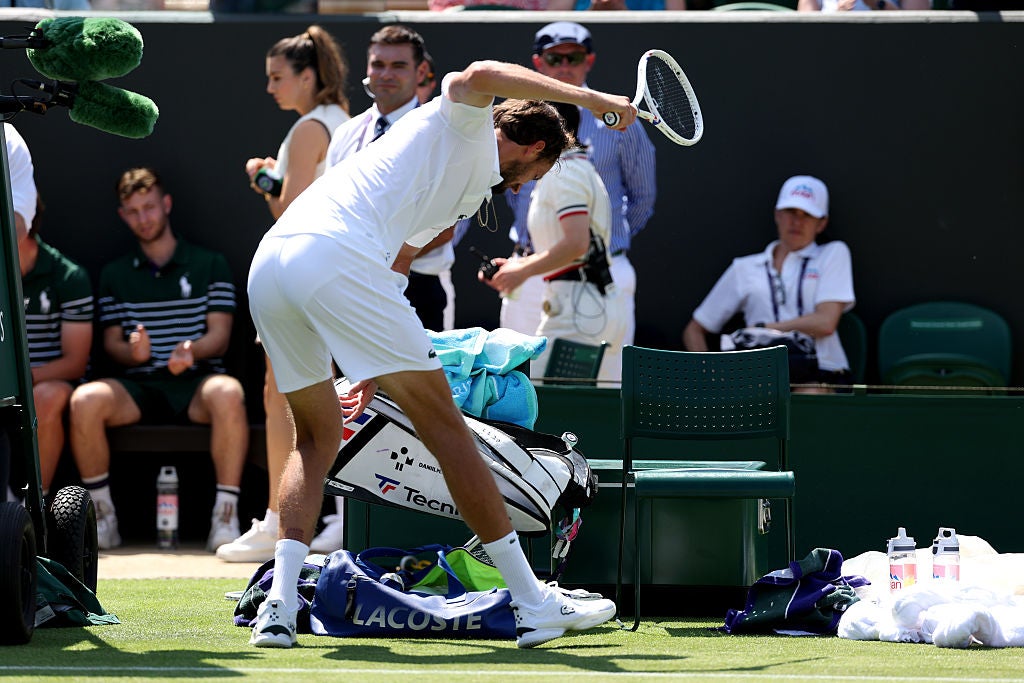 <p>Daniil Medvedev wreaked havoc after suffering a shock first-round loss at Wimbledon</p>