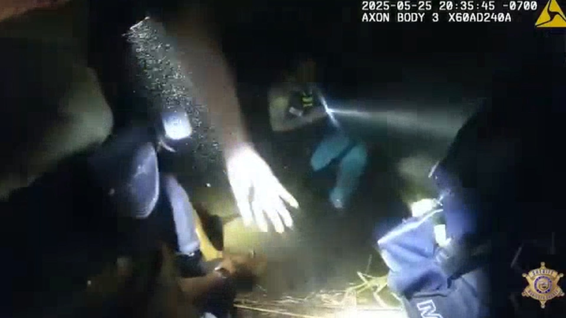 <p>Police rescue man from river in dramatic nighttime body cam video</p>