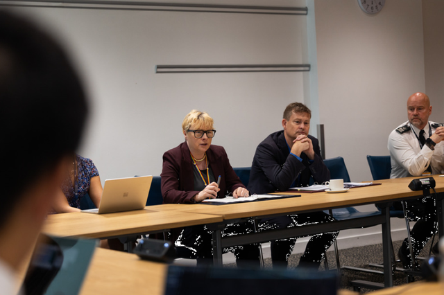 Ministers Dame Angela Eagle and Justin Madders meet with Deliveroo, Uber Eats and Just Eat bosses to discuss illegal working. (Home Office/PA)