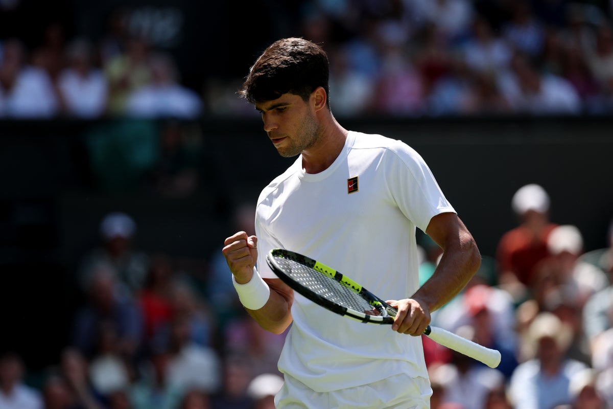 Alcaraz stutters to opening Wimbledon win in five-set epic against Fognini