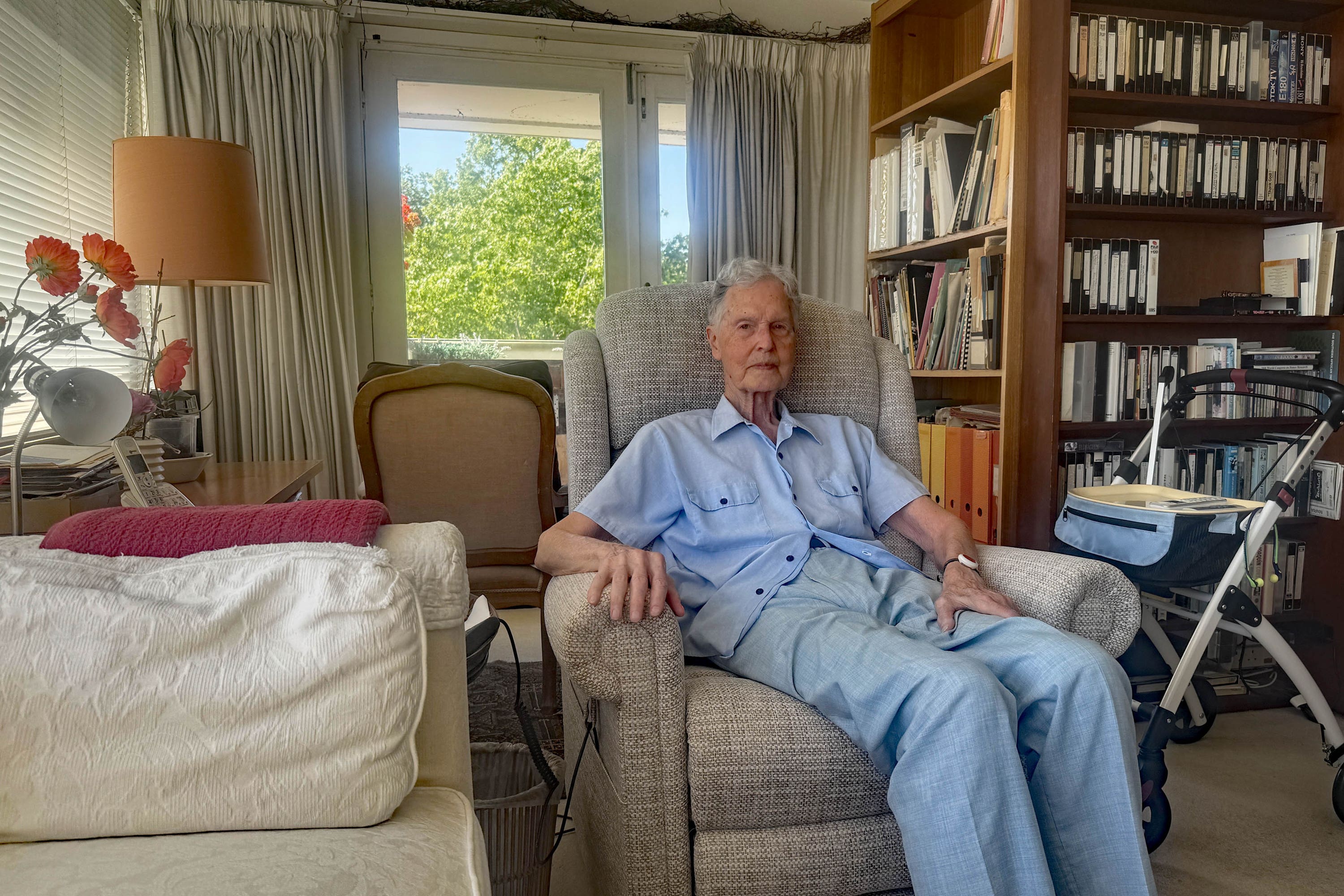 Mikael Grut, 92, a former civil servant who suffers from Parkinson’s disease and kyphosis (Joseph Hadden/PA)