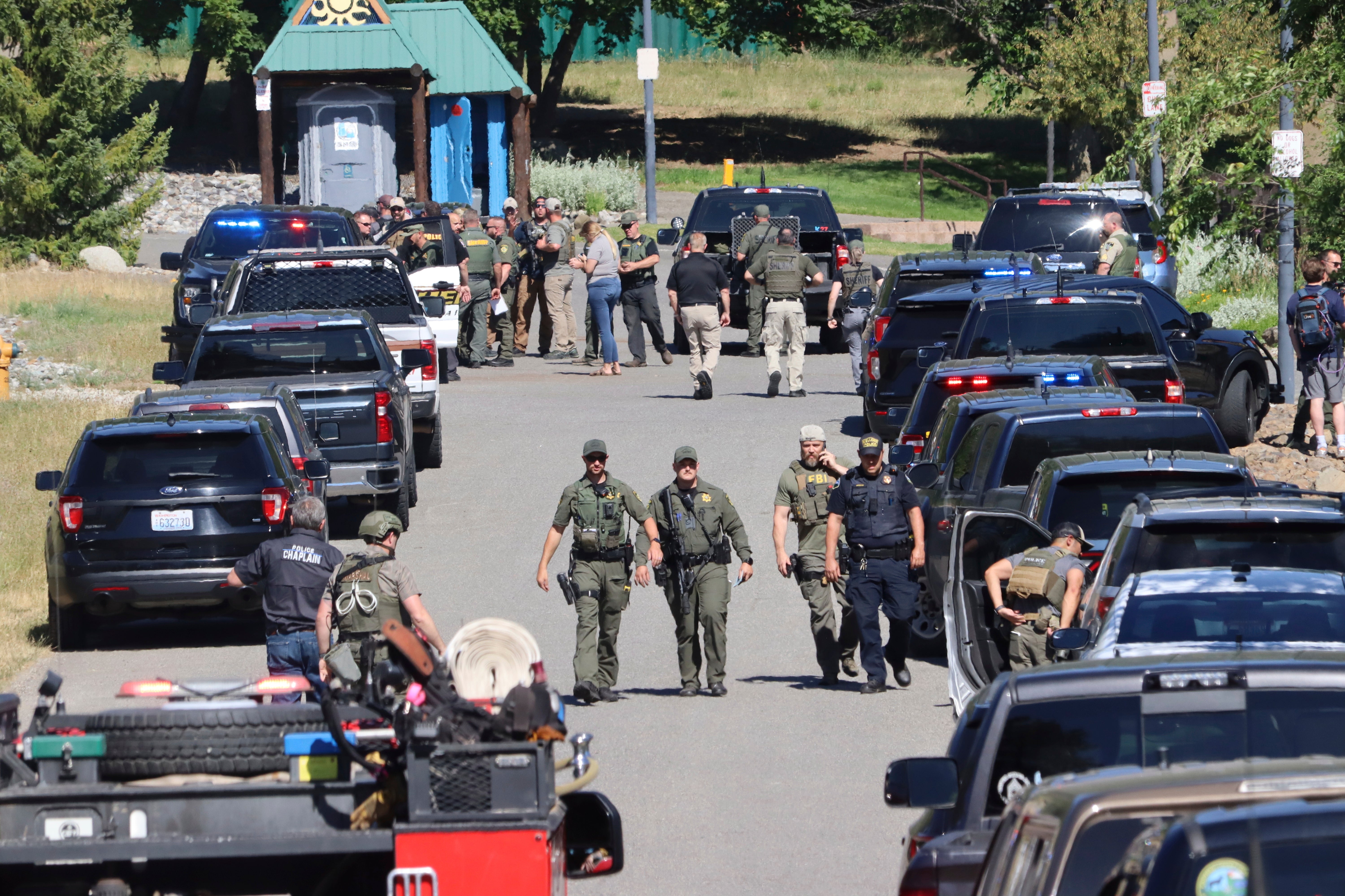 Law enforcement decsended on the scene on Sunday afternoon following reports of an ambush shooting attack on Canfield Mountain, in Coeur d'Alene, Idaho