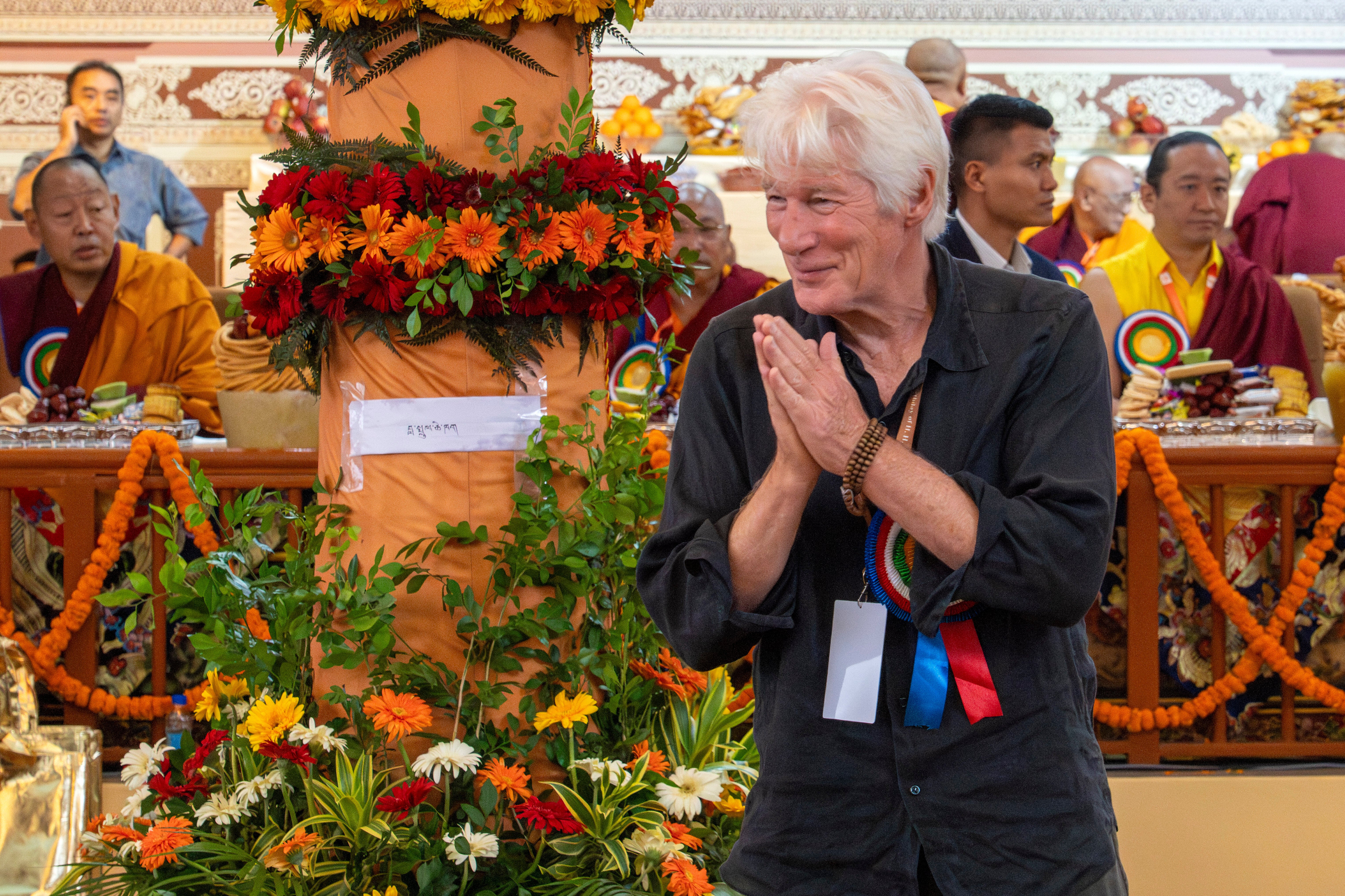 Actor Richard Gere arrives at an event celebrating the 90th birthday of Tibetan spiritual leader the Dalai Lama