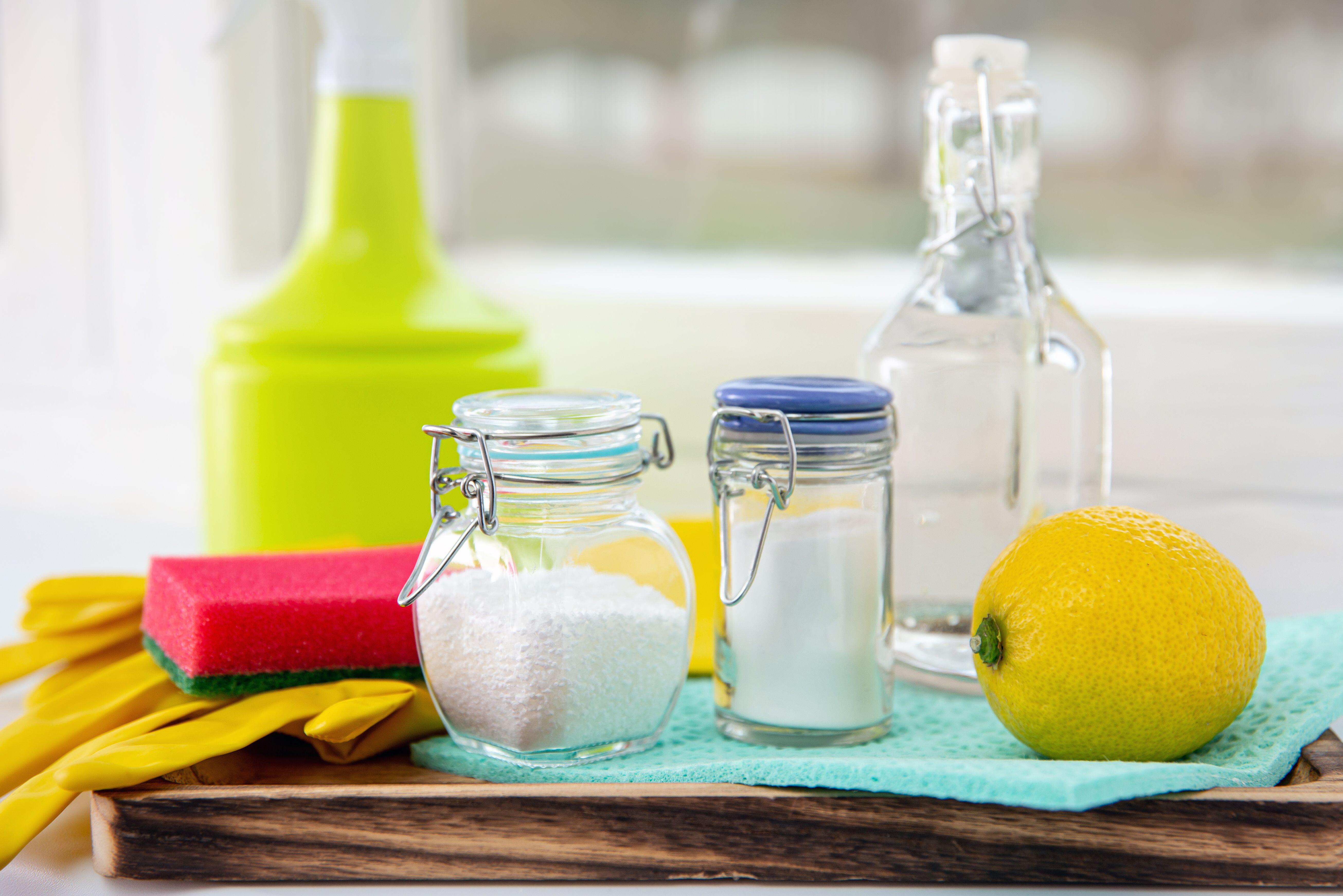 Household items such as vinegar, water and lemon juice can keep your windows clean and shiny