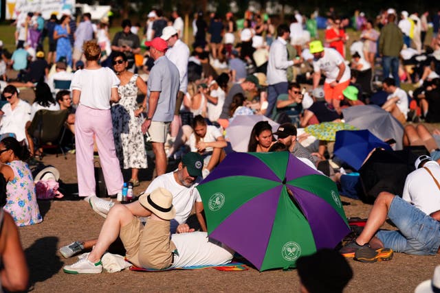 Spectators in the queue on day two of the 2025 Wimbledon Championships (Mike Egerton/PA)