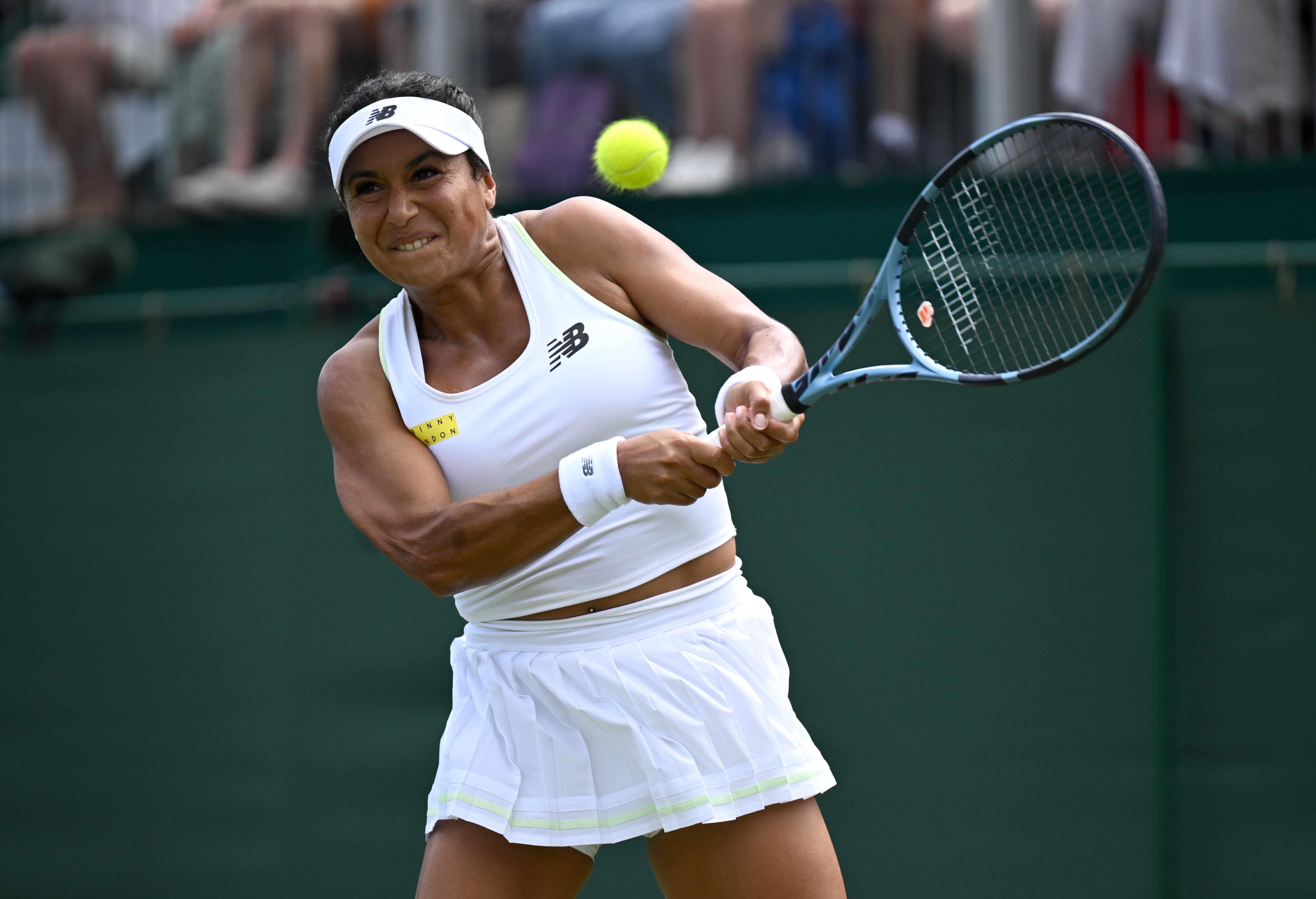 <p>Heather Watson hangs on in the second set</p>