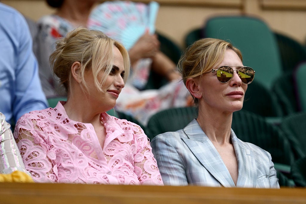 Actors Rebel Wilson, left, and Cate Blanchett enjoy the action from the Royal Box