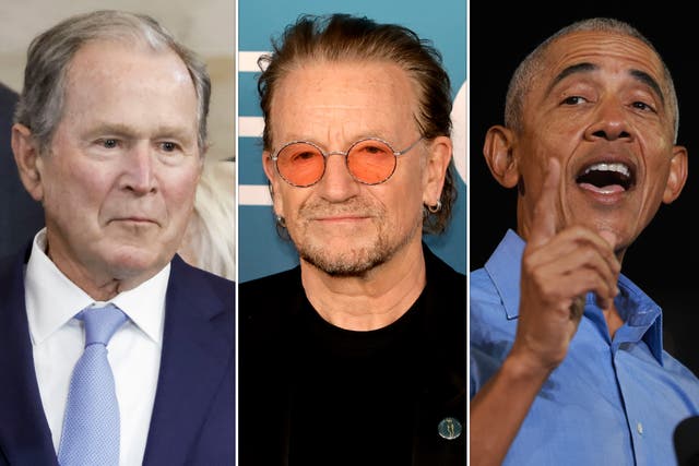 <p>George W Bush, Bono and Barack Obama paid tribute to departing USAID staffers</p>