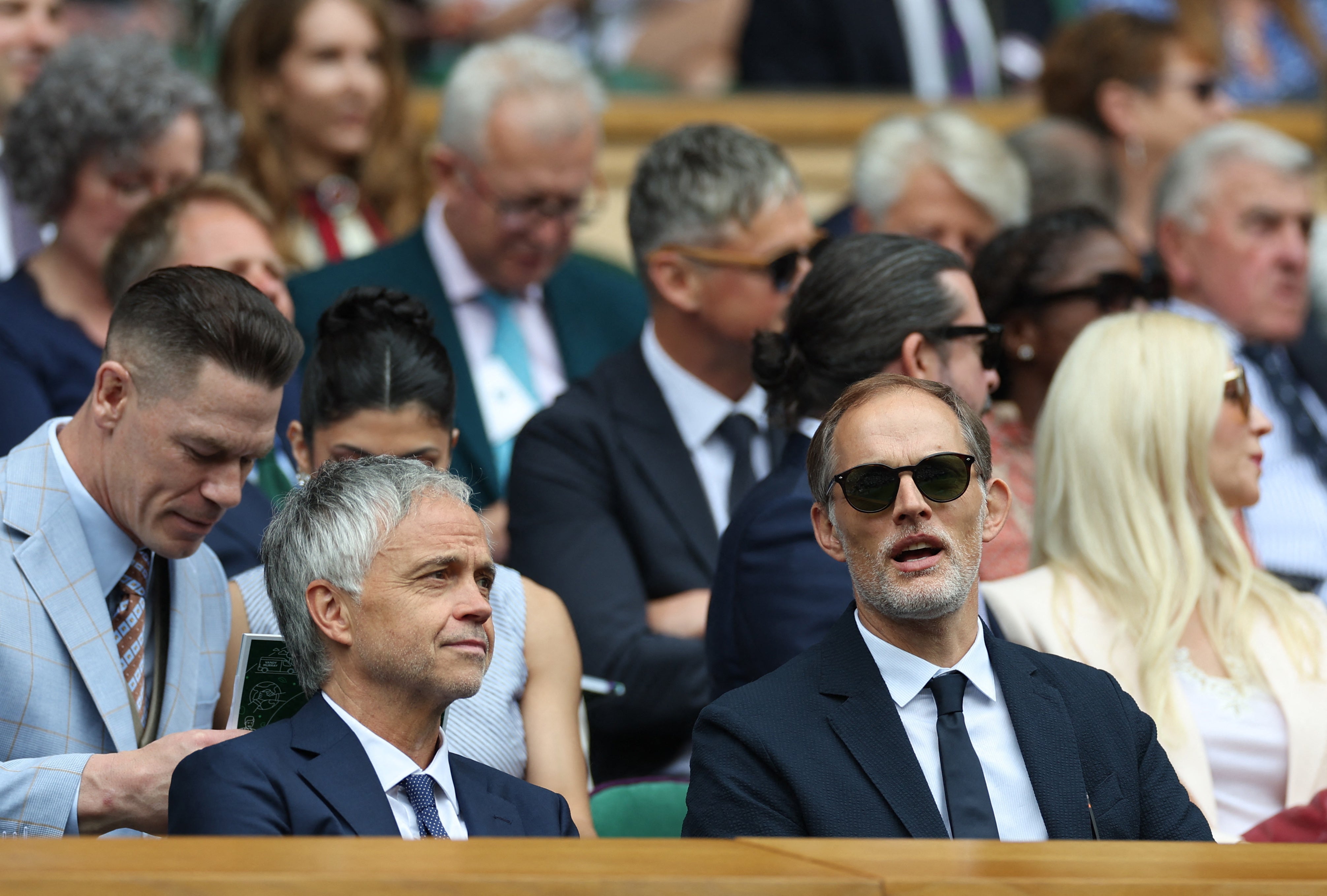 England manager Thomas Tuchel watches on from the Royal Box