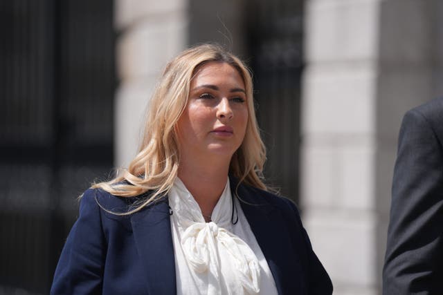 Nikita Hand, who is also known as Nikita Ni Laimhin, leaving the Court of Appeal in Dublin (Niall Carson/PA)