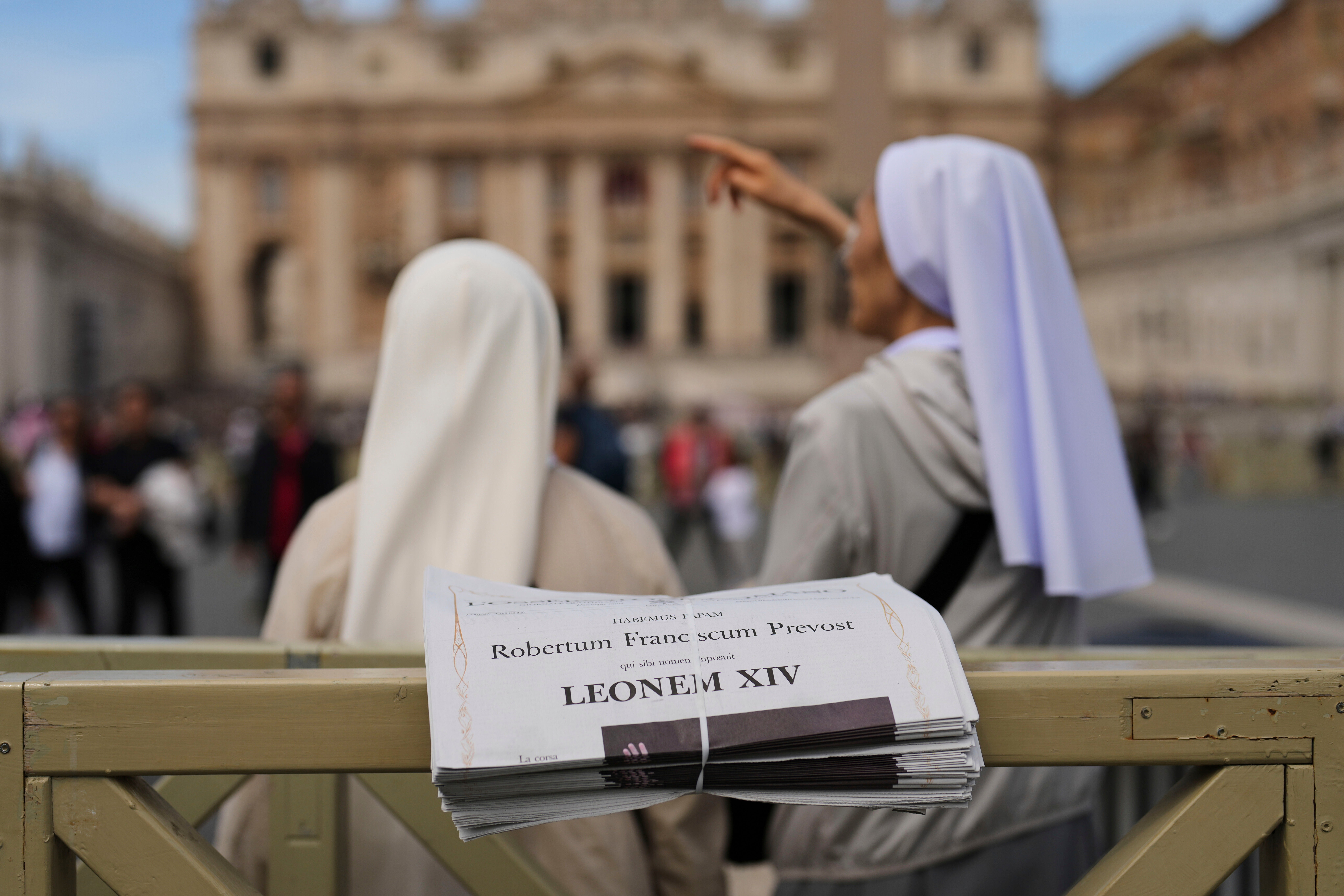 Nuns at the Vatican after Leo was elected as Pope