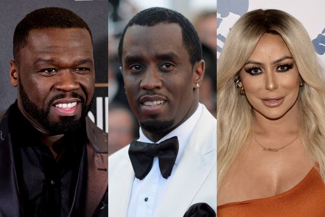 <p>50 Cent, Diddy and Aubrey O'Day</p>