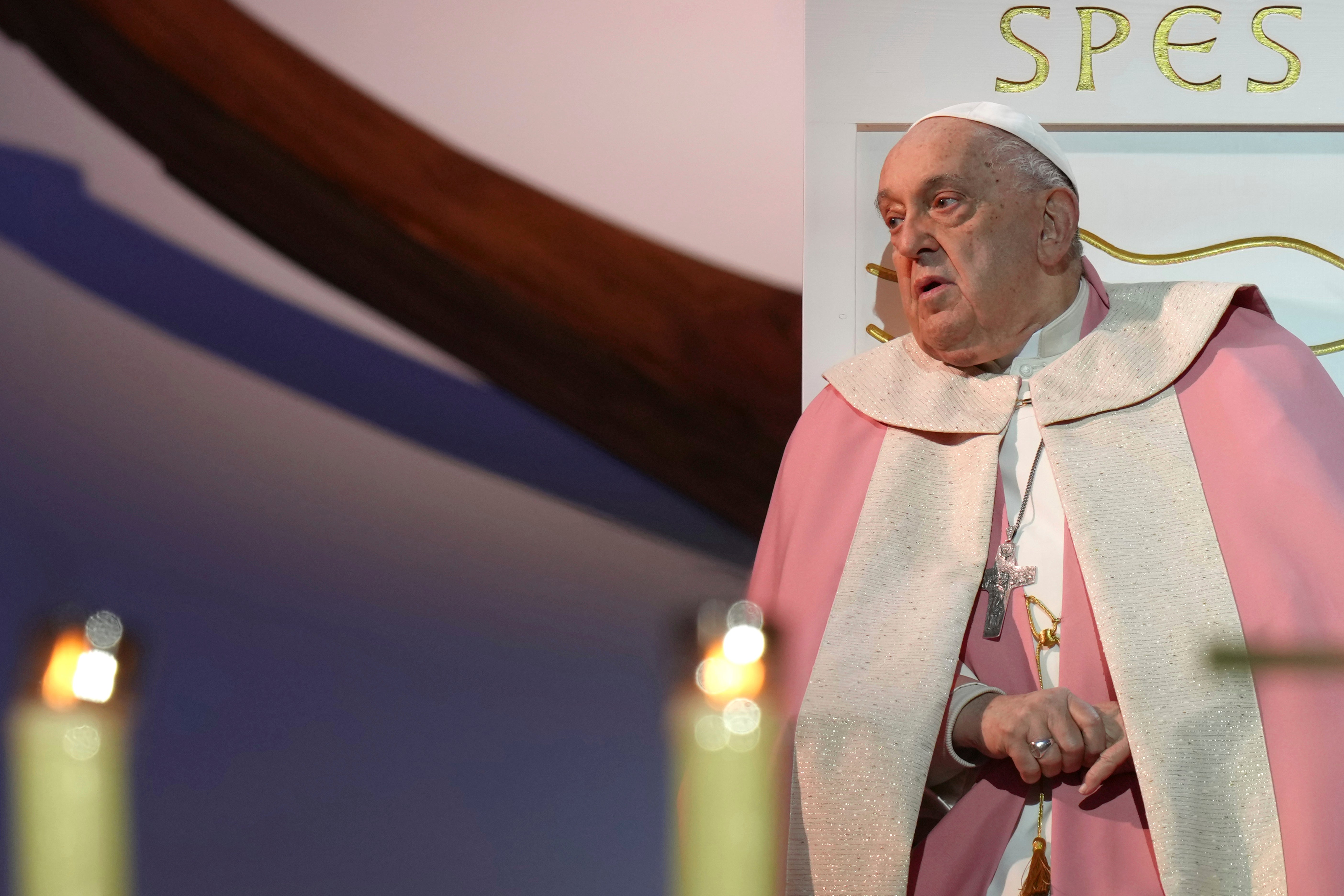 Pope Francis celebrates a mass in December 2024 on the French island of Corsica