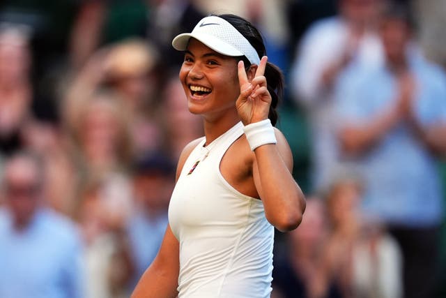Emma Raducanu celebrates victory (Mike Egerton/PA)
