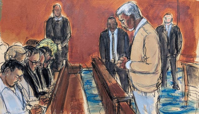 <p>Diddy prayed while looking at his children after he was acquitted of two of the more serious charges he faced</p>