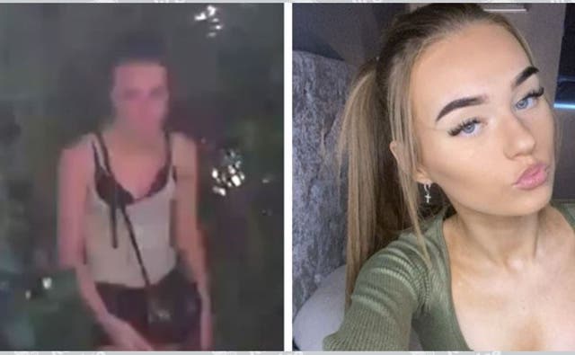 <p>New CCTV footage on the left shows Lola Bignell, 16, after seemingly dyeing her hair black</p>