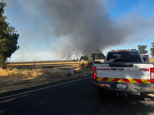 <p>CAL firefighters arrived at the scene in Yolo County to assist with the huge explosion</p>