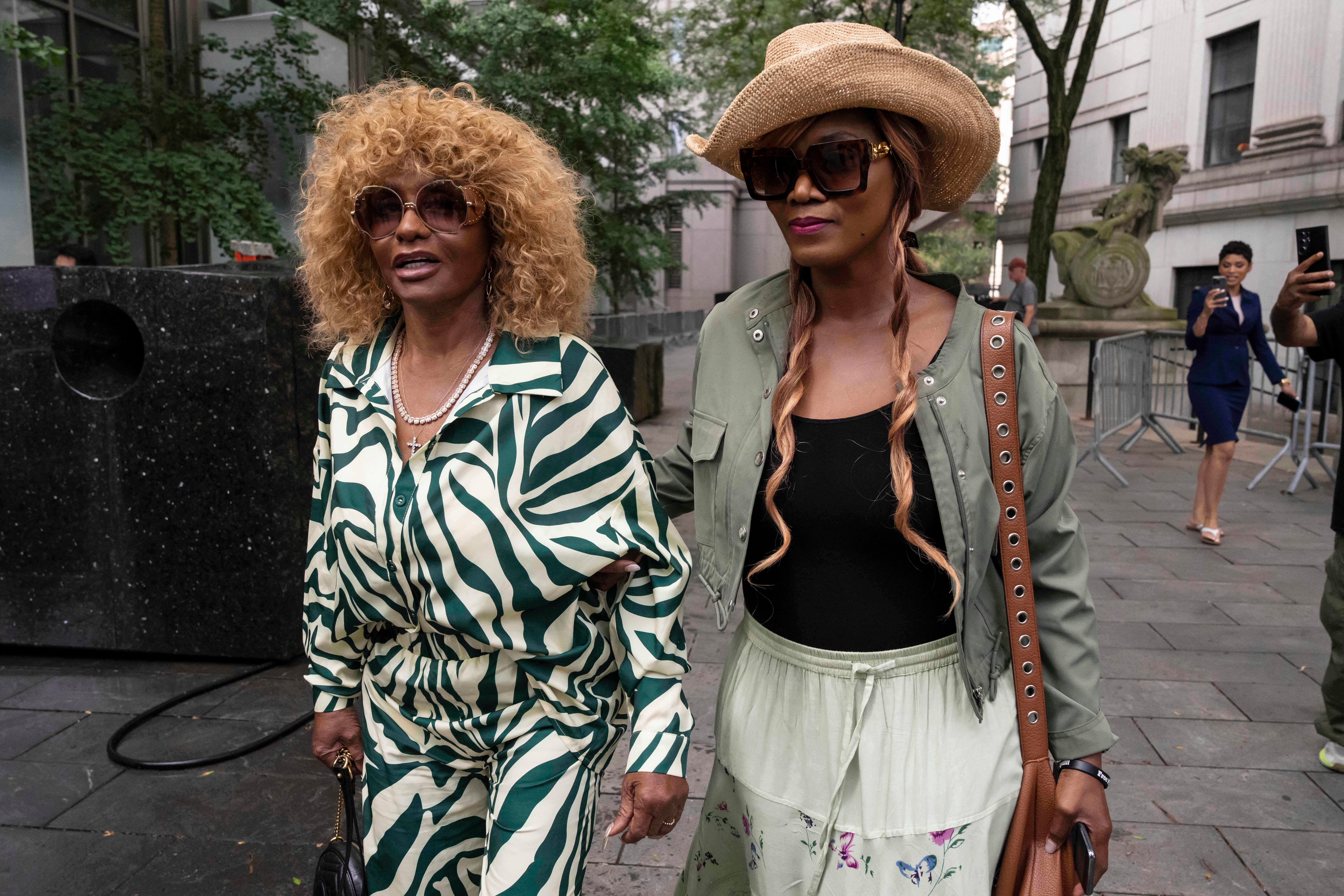 Janice Combs, left, mother of Sean Combs, arrives for her son's trial at Manhattan federal court on Tuesday