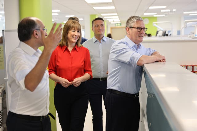 <p>Chancellor of the Exchequer Rachel Reeves (second left), prime minister Sir Keir Starmer (right) and health secretary Wes Streeting (second right) at the launch of the government’s 10-year health plan during a visit to the Sir Ludwig Guttman Health & Wellbeing Centre in east London</p>