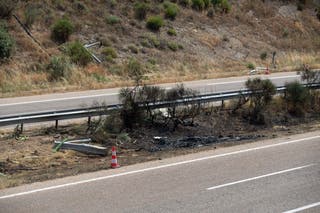 The site where Liverpool footballer Diogo Jota and his brother Andre Silva died