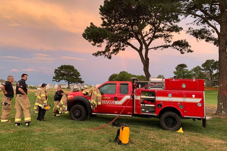 One crew member was seriously injured but is expected to survive after the incident at the New Seabury Country Club.