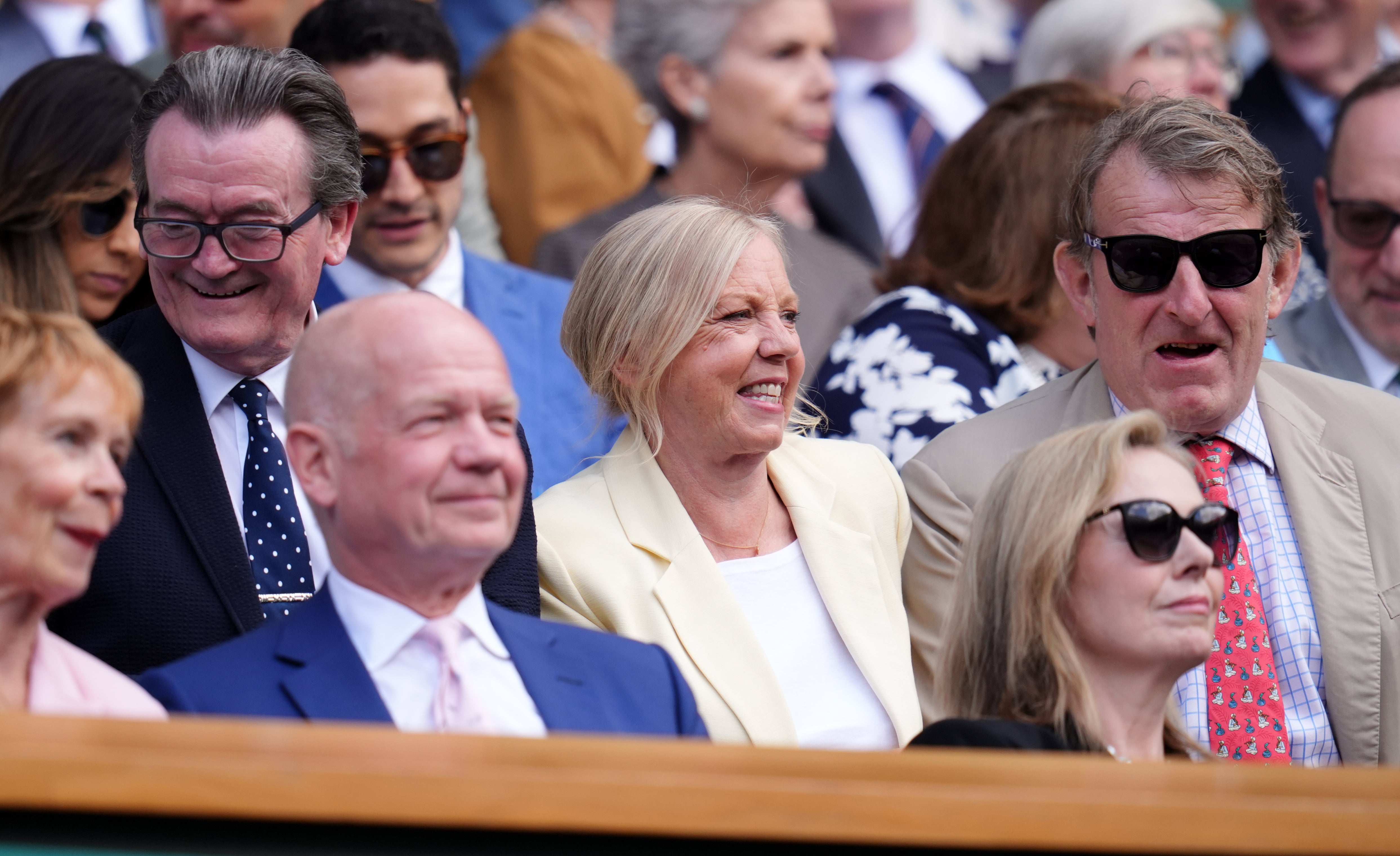 Deborah Meaden sits next to singer Feargal Sharkey at the tournament
