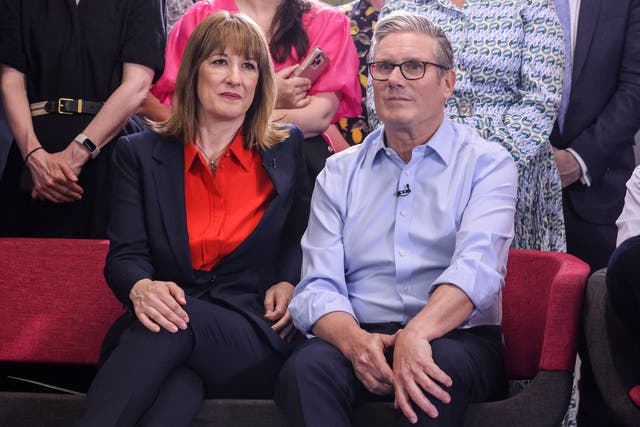 <p>Rachel Reeves and Keir Starmer at a health centre in east London on Thursday</p>