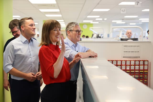 <p>Sir Keir Starmer, Rachel Reeves and Wes Streeting at launch of the NHS 10 year plan</p>
