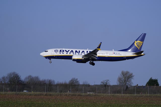Thousands of passengers have had their travel plans disrupted after low-cost airlines Ryanair and easyJet cancelled hundreds of flights due to French air traffic control strikes (Peter Byrne/PA)