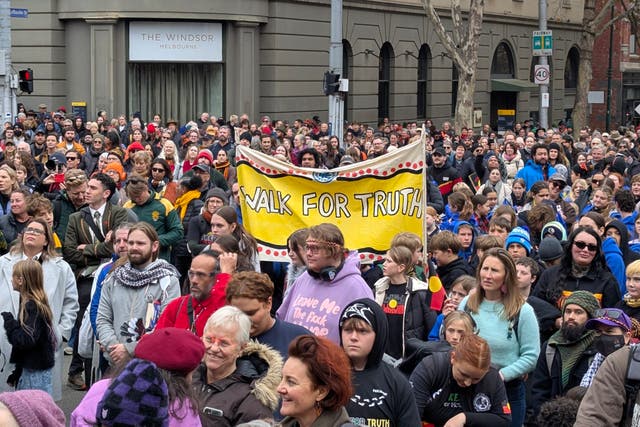 <p>The Yoorrook Walk for Truth, as thousands marked the close of the inquiry last month in Victoria </p>