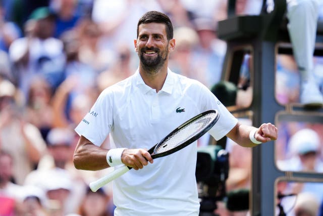 Novak Djokovic celebrates his victory over Dan Evans (John Walton/PA)