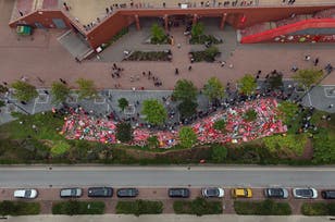 Drone footage captures powerful Anfield tributes to Jota