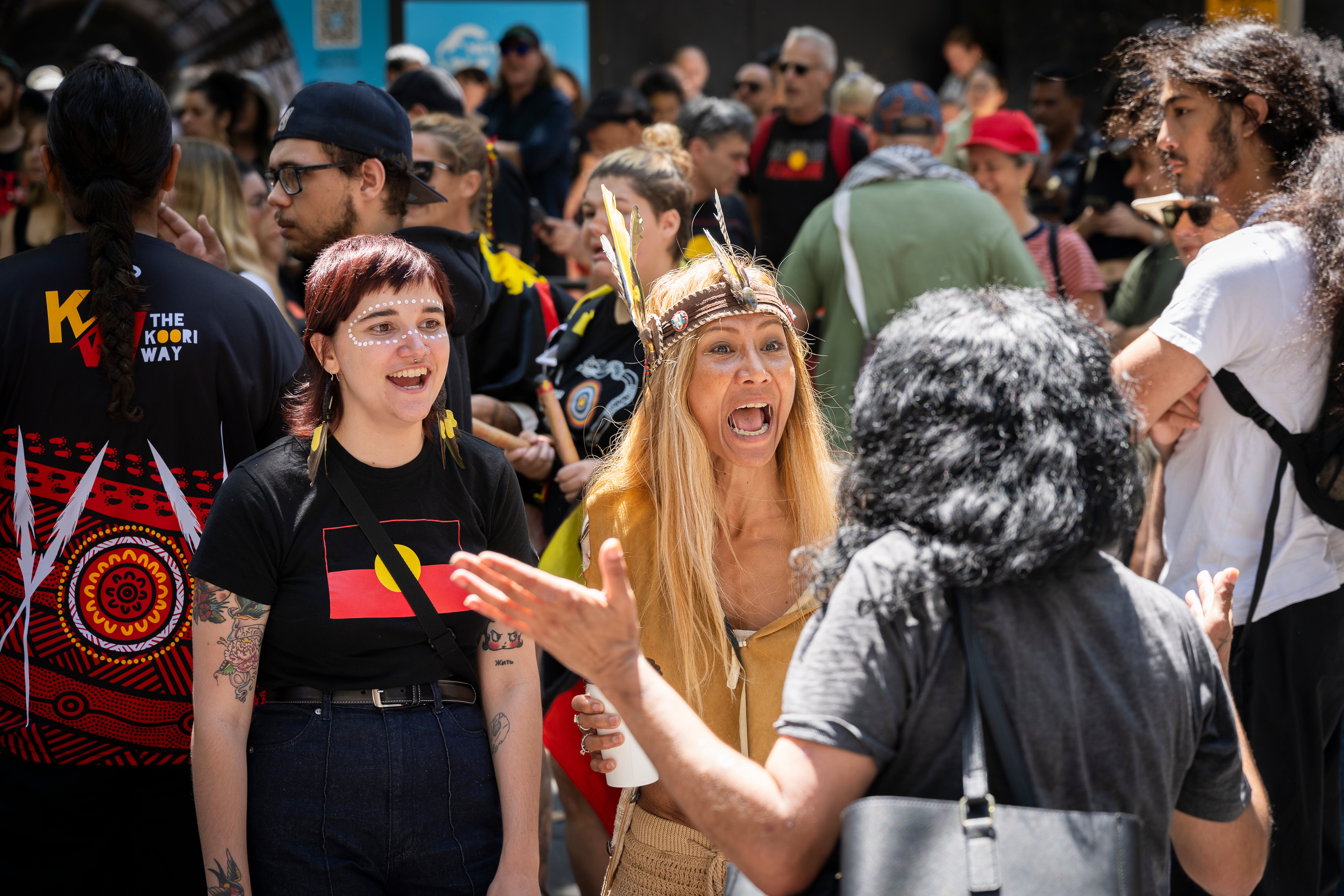 File. People participate in an ‘Invasion Day’ rally in Melbourne on 26 January 2025. The day marks the arrival of the British First Fleet to Sydney in 1788