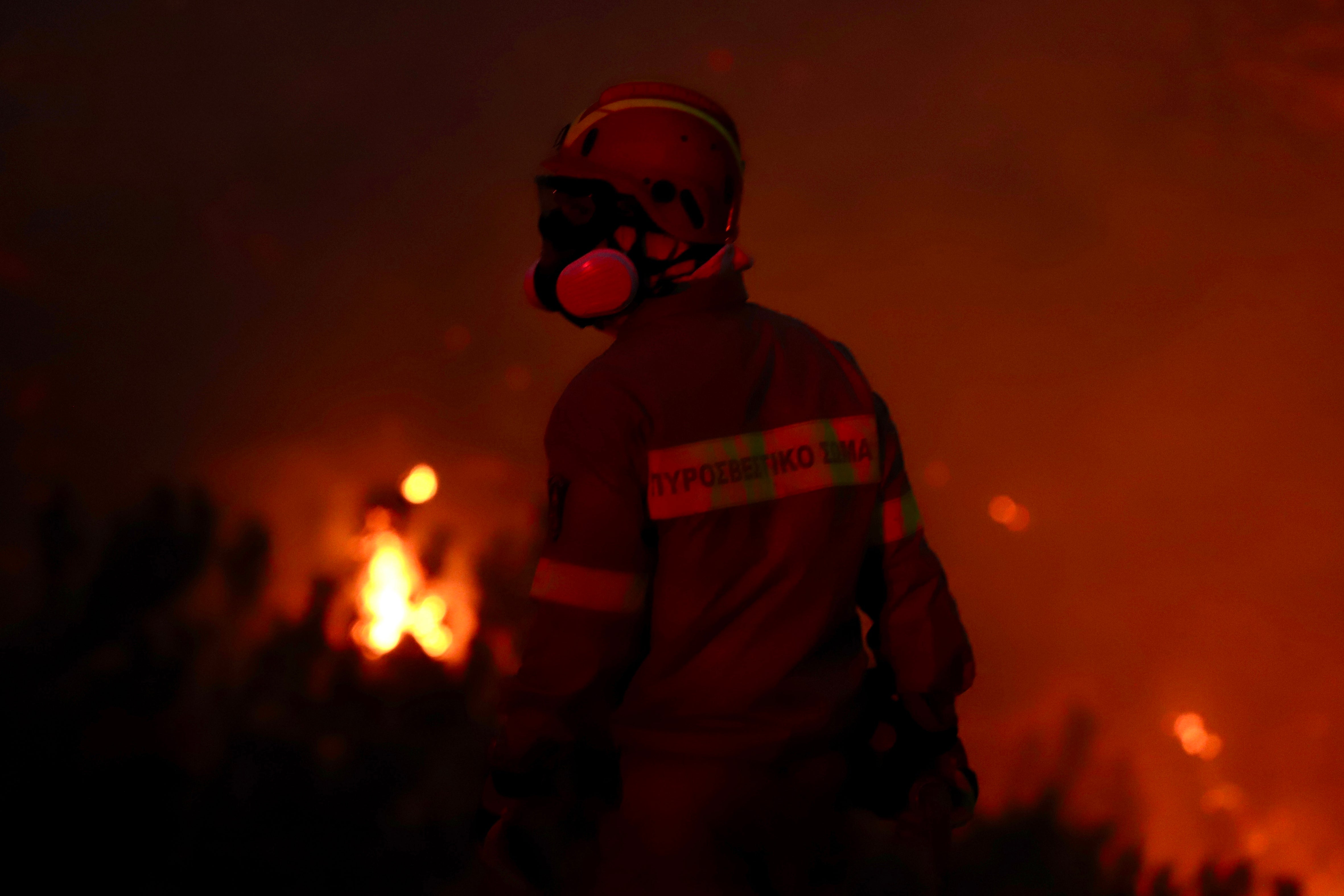 A large wildfire erupted in the afternoon in an agro-forested area in eastern Crete, at the Ahlia site in Lasithi prefecture