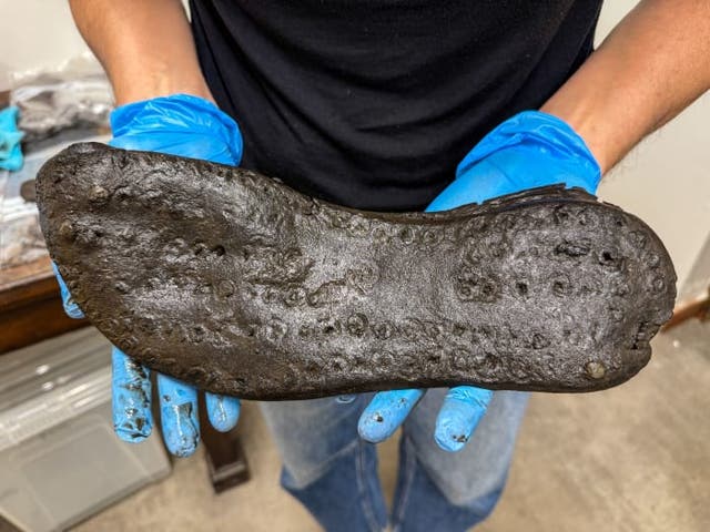 <p>The size 14 Roman shoes were found in Northumberland</p>