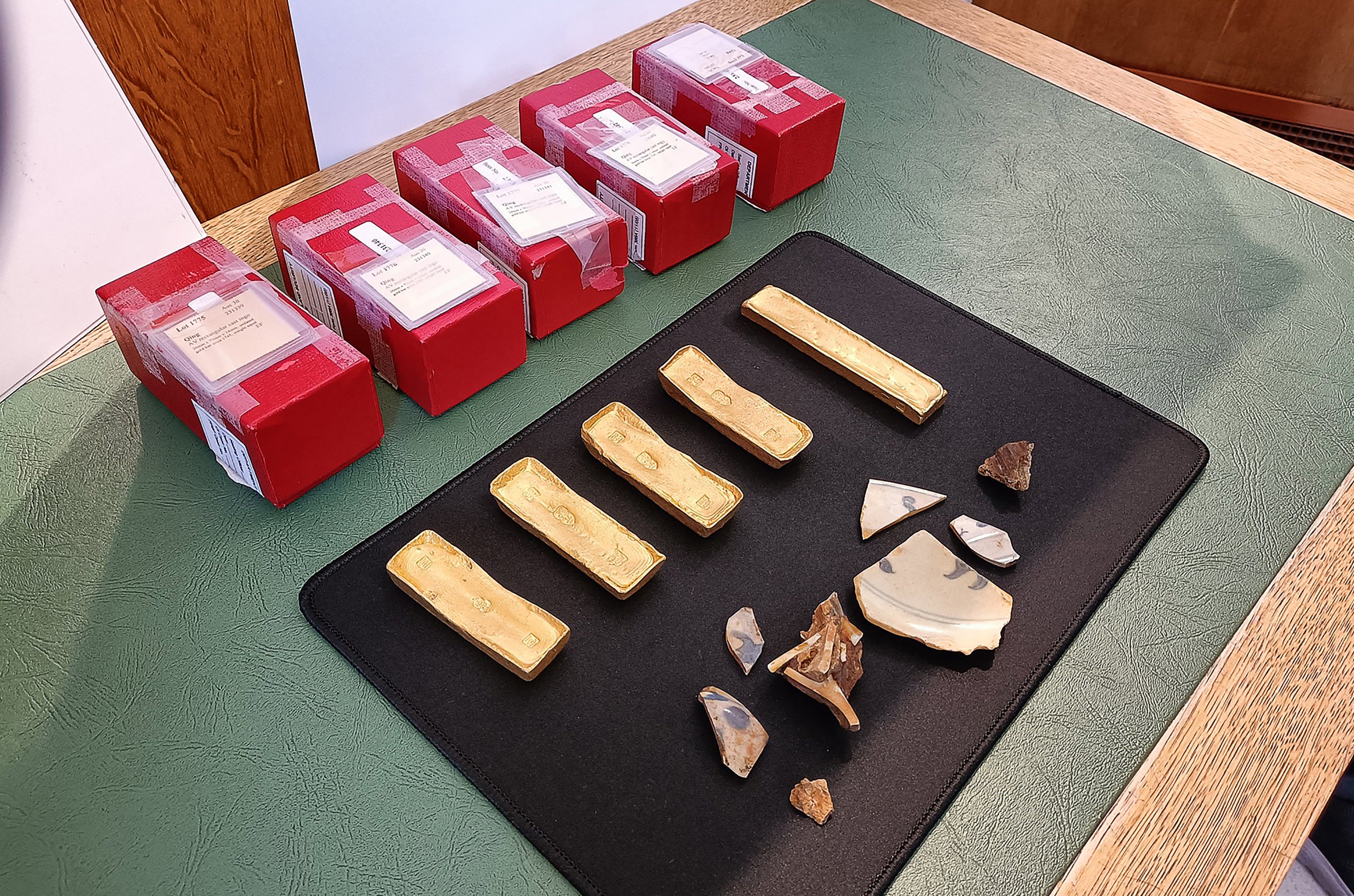 Golden Ingots and other artifacts of Prince De Concy ship returned to France 2022. Years