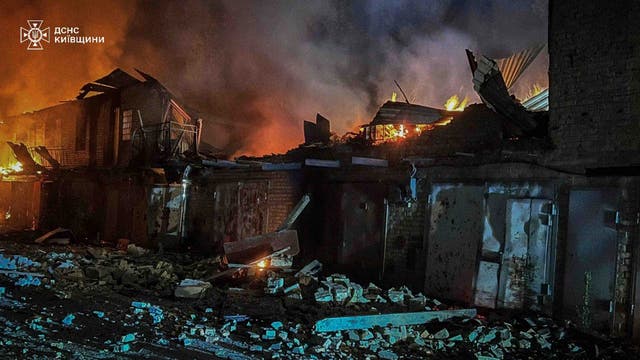 <p>Russia launched 550 drones and missiles across Ukraine overnight, the country’s air force said</p>