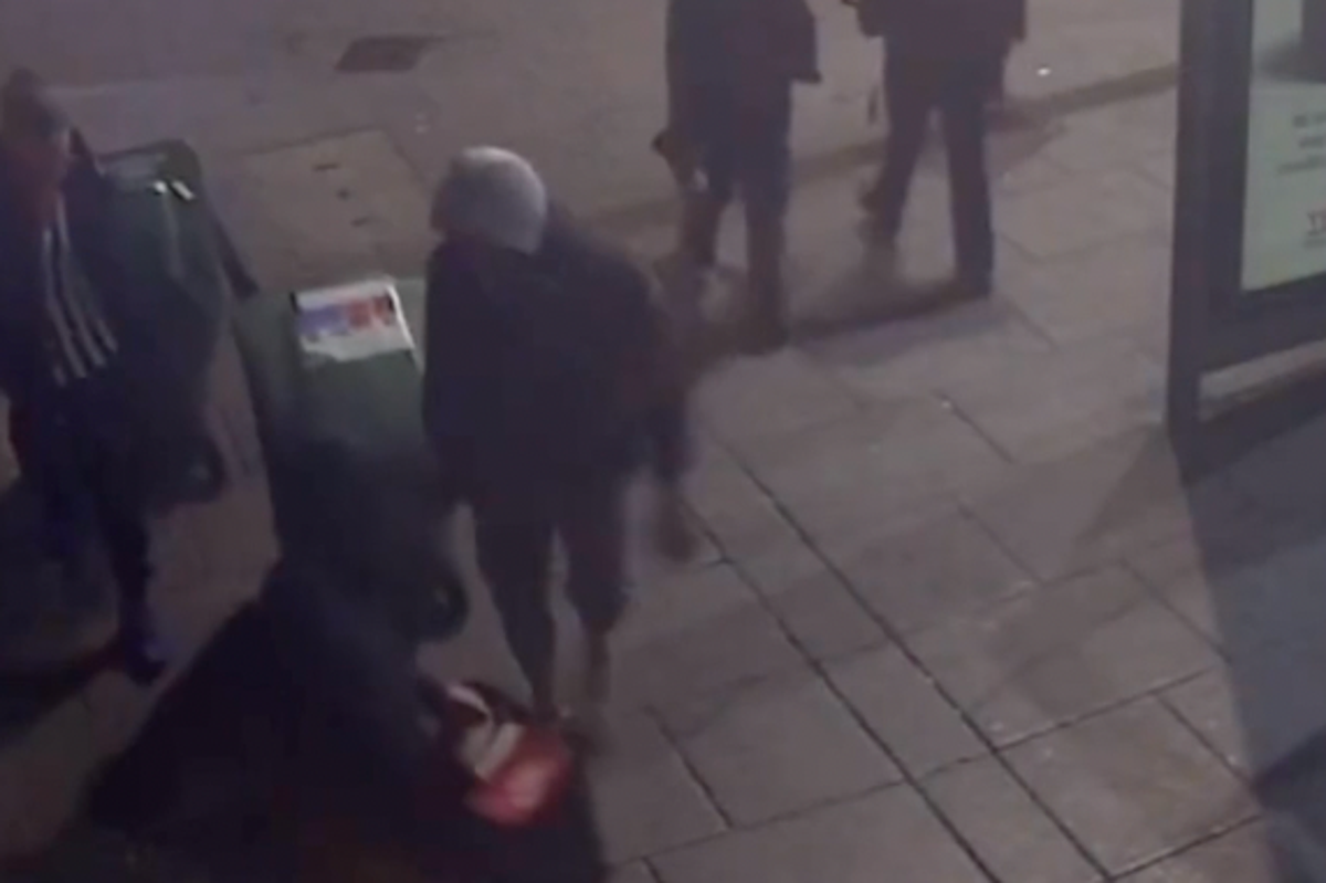 Watch as thieves drag wheelie bin filled with thousands of pounds worth of clothing through city centre
