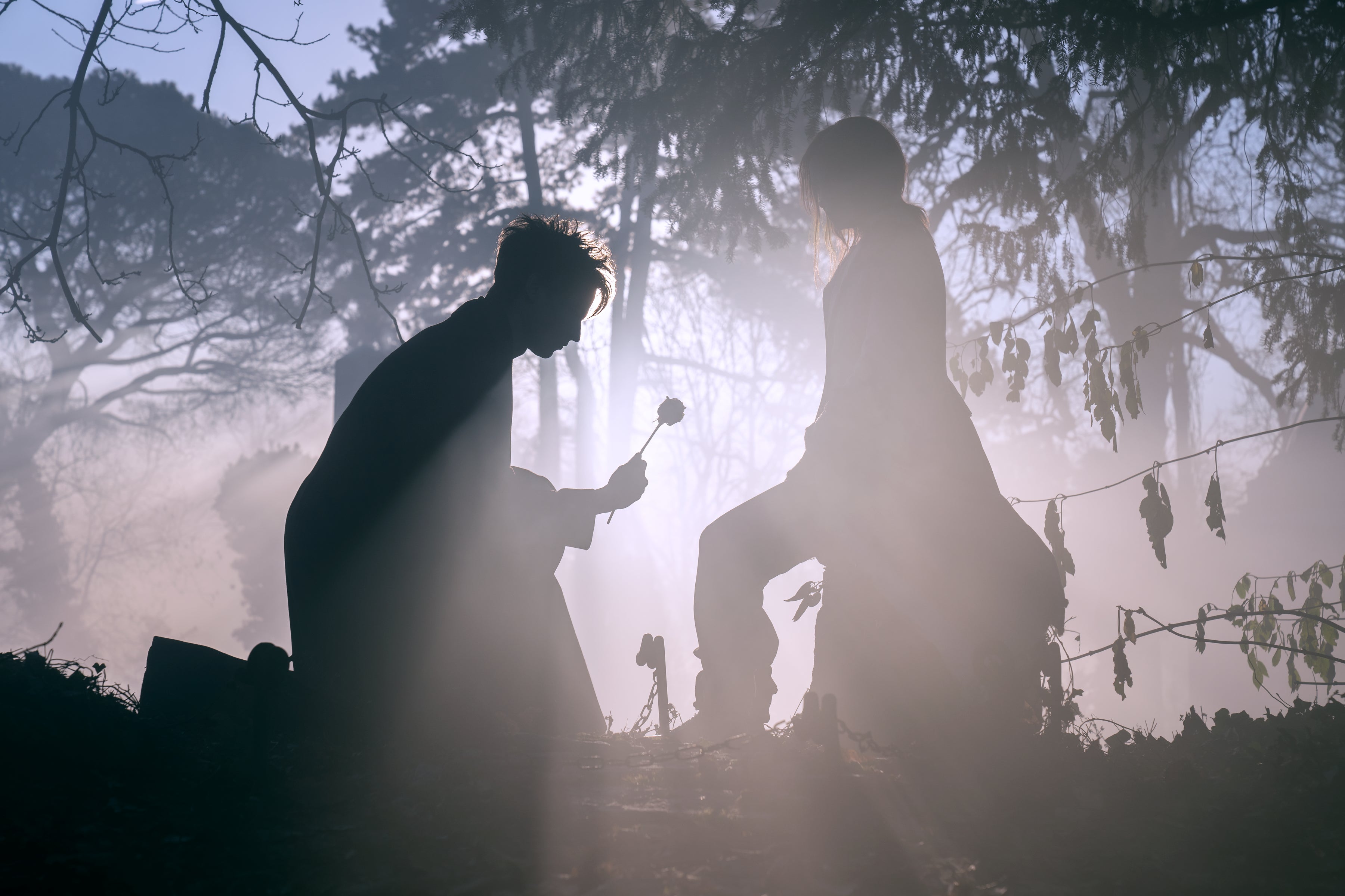 Tom Sturridge as Dream and Esmé Creed-Miles as Delirium in ‘The Sandman’