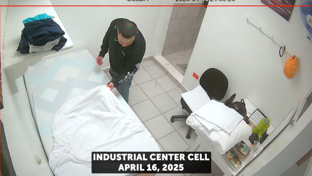 <p>Kilmar Abrego Garcia is seen at Centro Industrial, a Salvadoran detention center, in video shared by El Salvador's President Nayib Bukele</p>