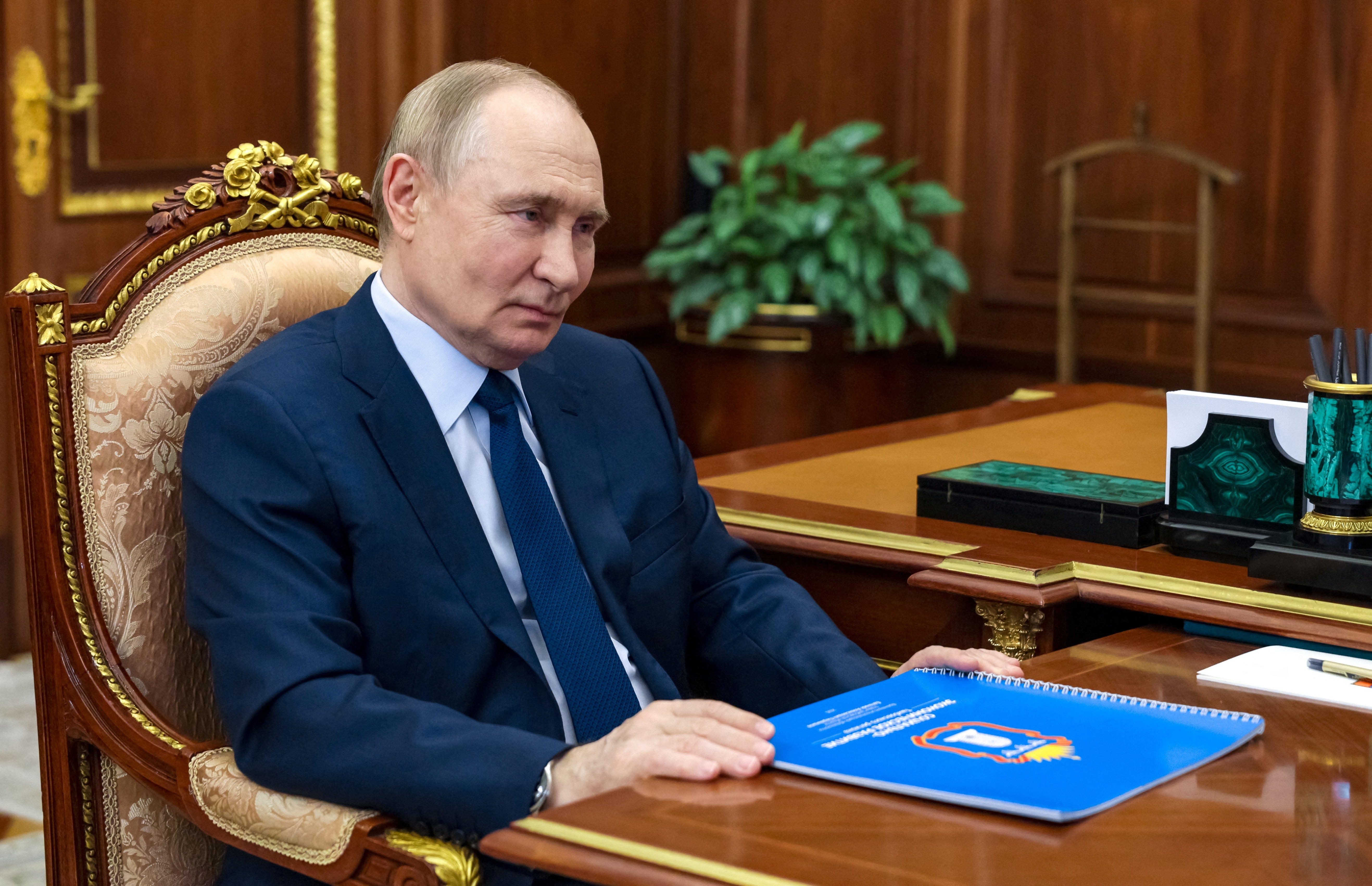 Russia's president Vladimir Putin meets with the acting head of the Tambov region in Moscow