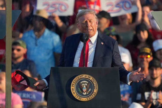 <p>Donald Trump has sparked fresh outrage for comparing bankers to ‘Shylocks’ – which is widely considered an antisemitic slur </p>