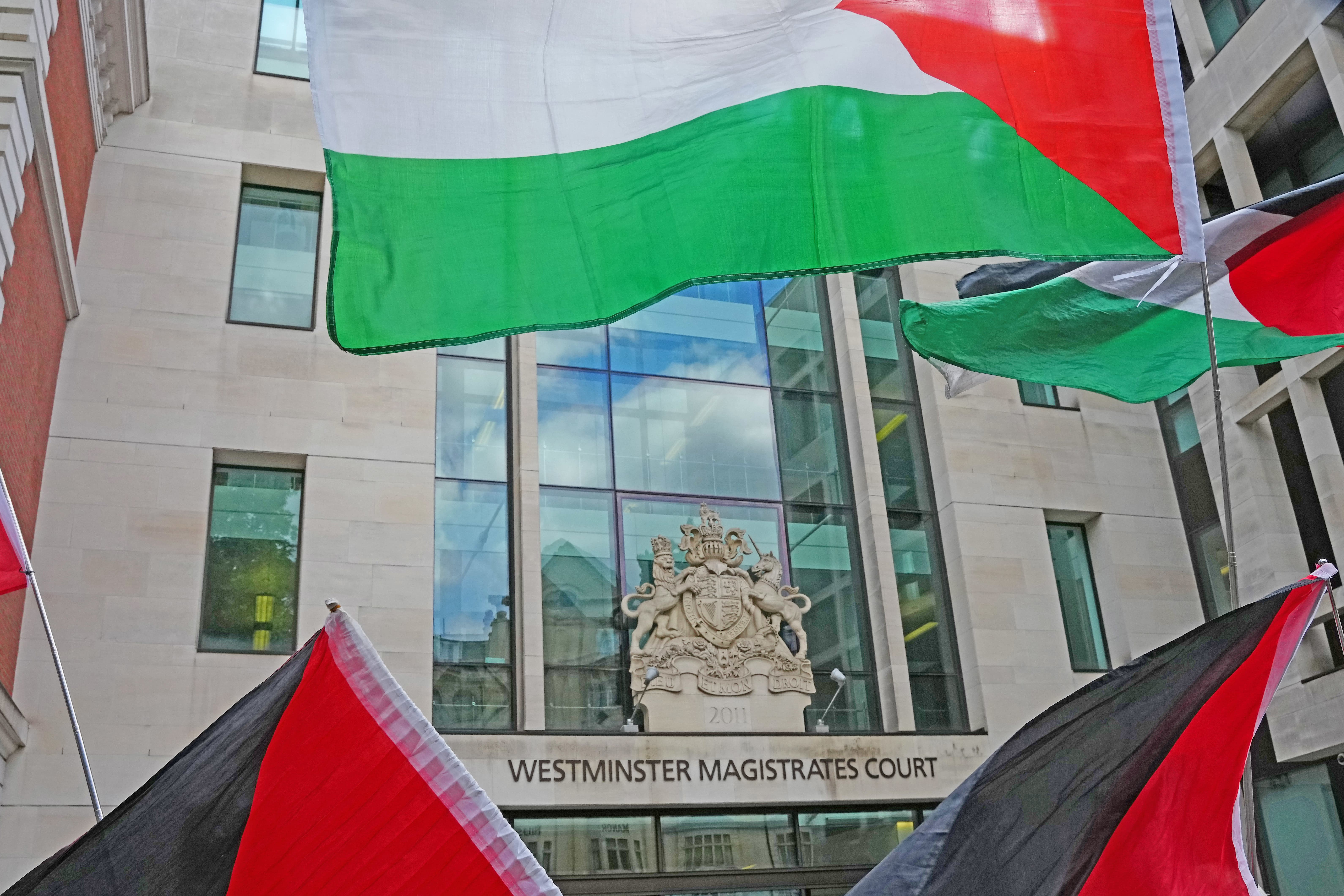 Palestine Action supporters staged a demo outside Westminster Magistrates’ Court last week (Jeff Moore/PA)