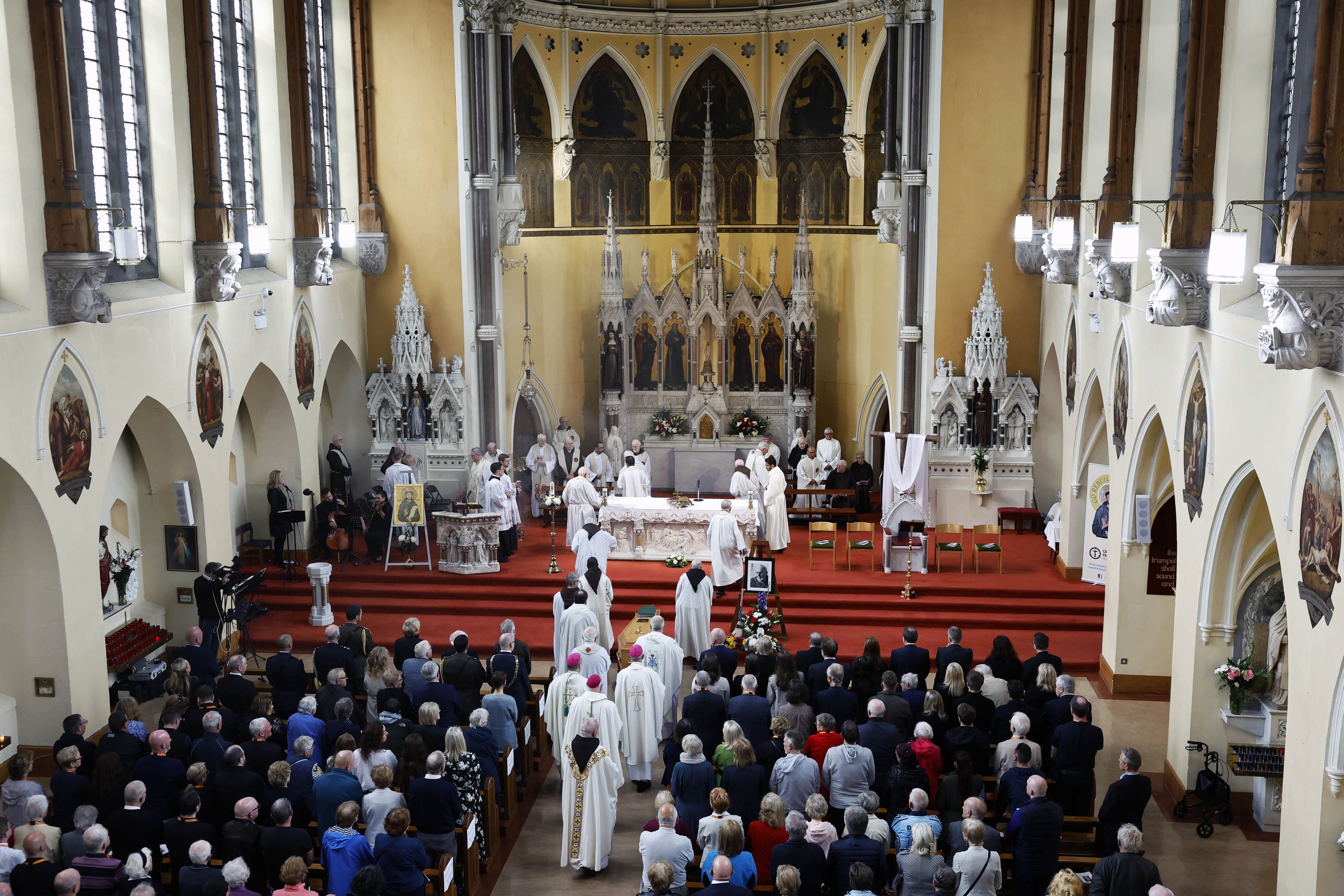 The funeral for Brother Kevin Crowley was held at St Mary of the Angels in Dublin (Yui Mok/PA)