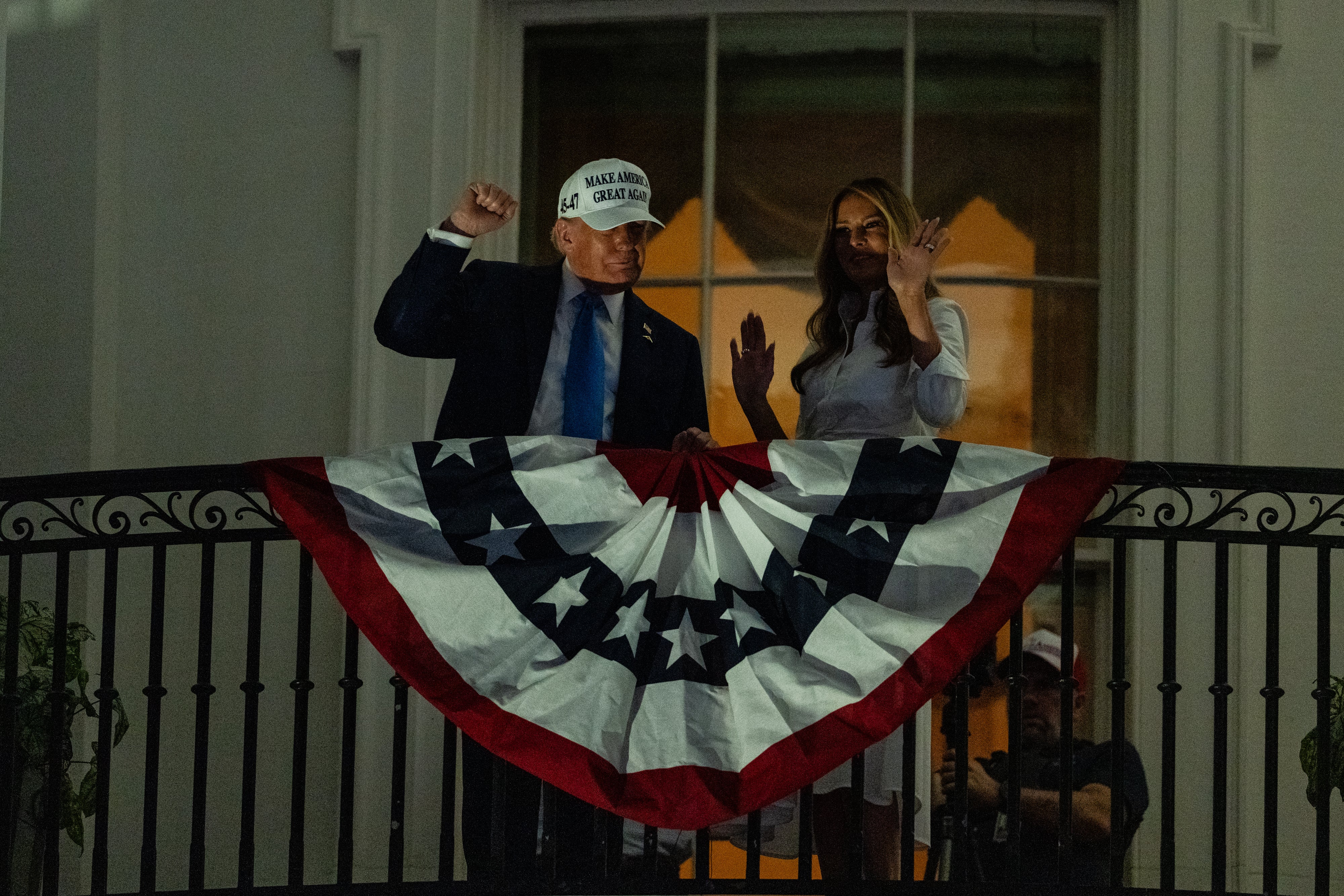 Melania Trump shocked onlookers by partaking in her husband's signature dance.